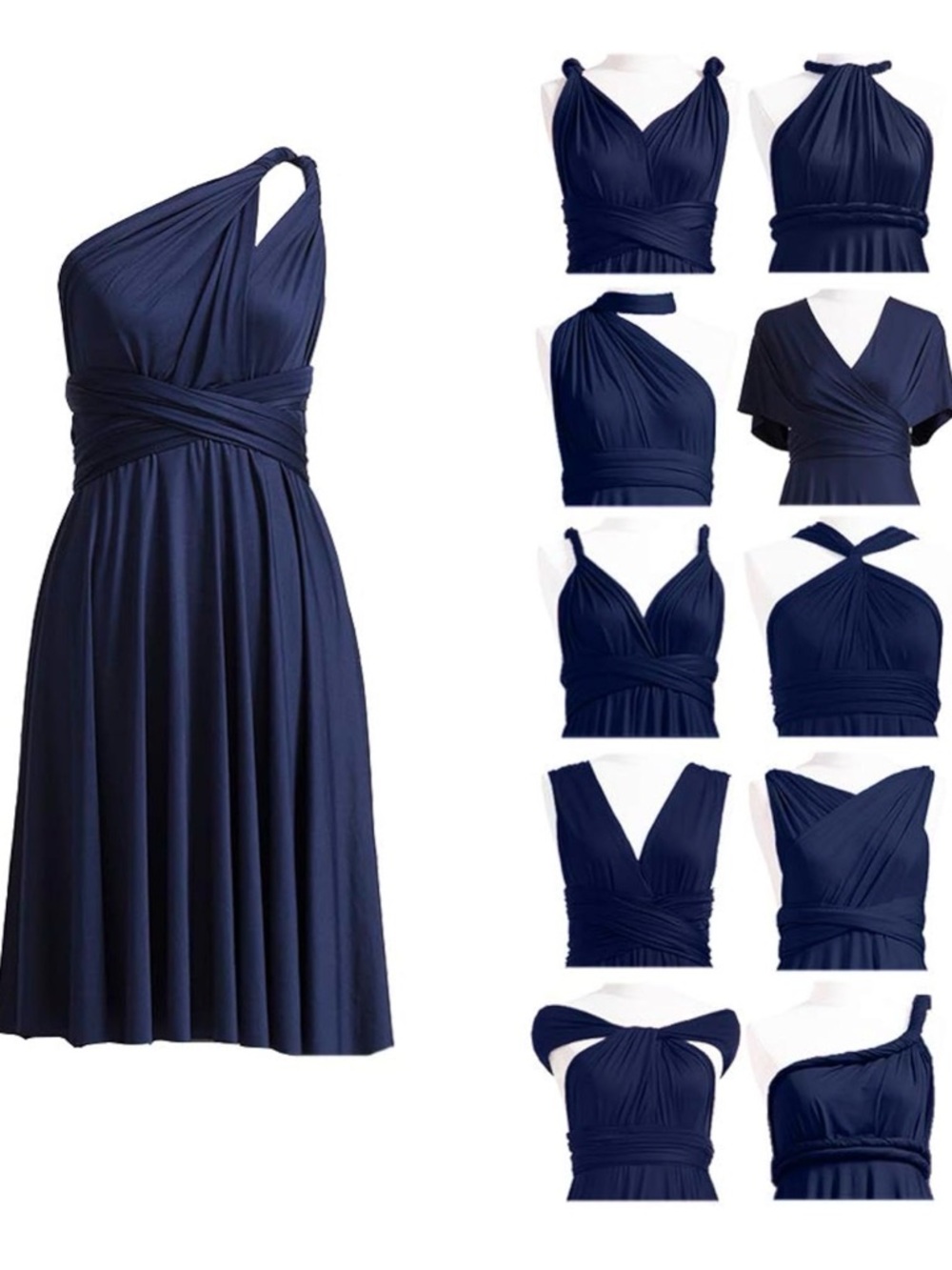 Convertible Navy Blue Multiway Dress - Women